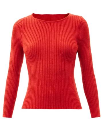 Matchesfashion.com Thebe Magugu - Boat-neck Ribbed Wool Sweater - Womens - Red
