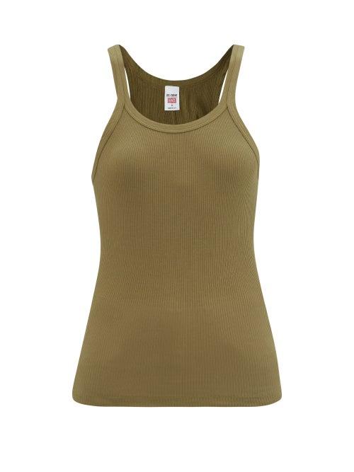 Matchesfashion.com Re/done Originals - Ribbed Cotton-jersey Tank Top - Womens - Khaki
