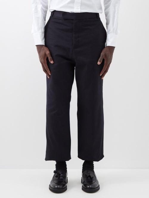 Thom Browne - Cotton-twill Straight-leg Trousers - Mens - Navy
