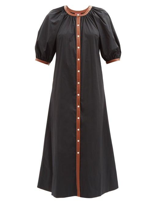 Staud - Vincent Cotton-blend Poplin Midi Dress - Womens - Black