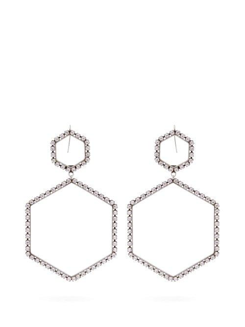 Matchesfashion.com Isabel Marant - Here It Is Crystal Hexagon Drop Earrings - Womens - Silver