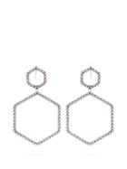 Matchesfashion.com Isabel Marant - Here It Is Crystal Hexagon Drop Earrings - Womens - Silver