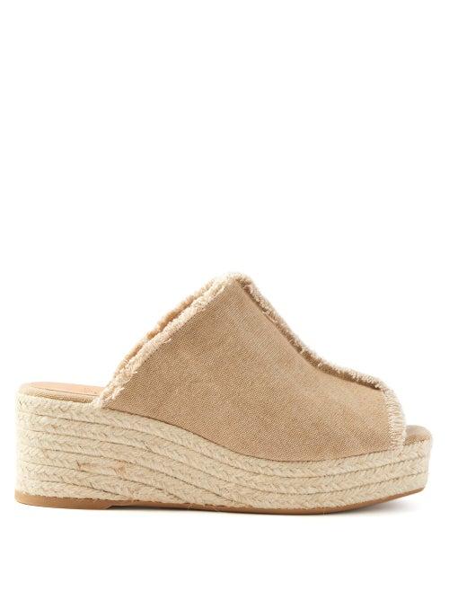 Castaer - Queral Raw-cut Wedge Espadrilles - Womens - Beige