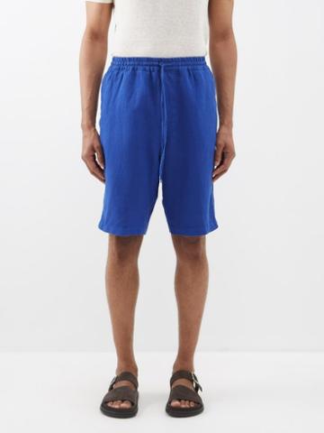 120 Lino 120% Lino - Drawstring-waist Linen Shorts - Mens - Navy