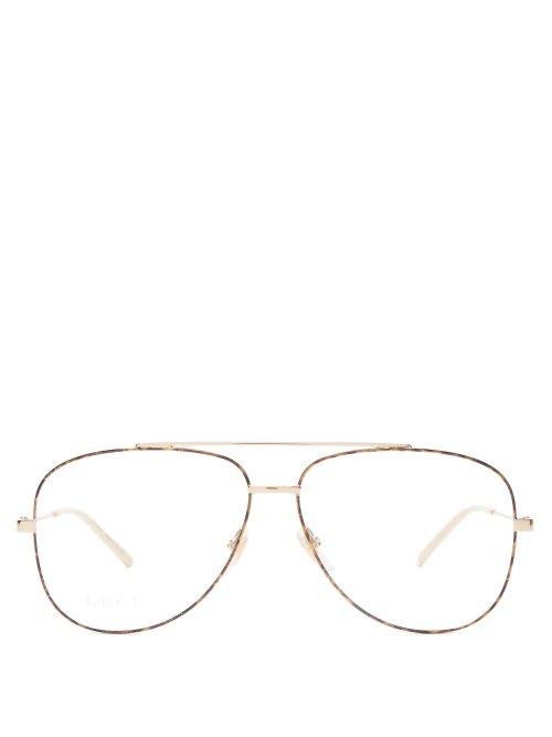 Matchesfashion.com Gucci - Metal Aviator Glasses - Womens - Gold