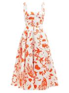 Emilia Wickstead - Mona Floral-print Taffeta Dress - Womens - Orange