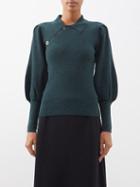 Cefinn - Johanna Balloon-sleeve Wool-blend Sweater - Womens - Dark Green