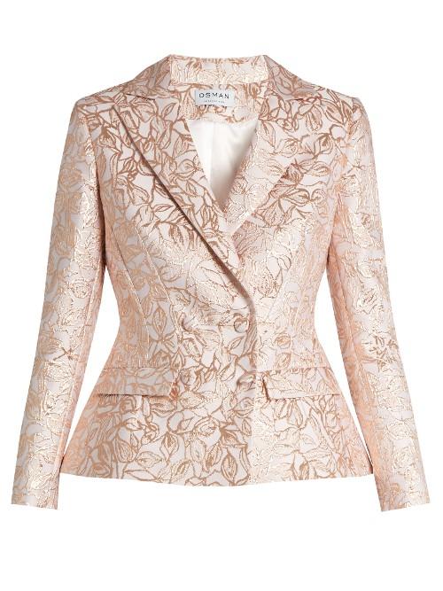 Osman Mona Leaf-brocade Double-breasted Jacket