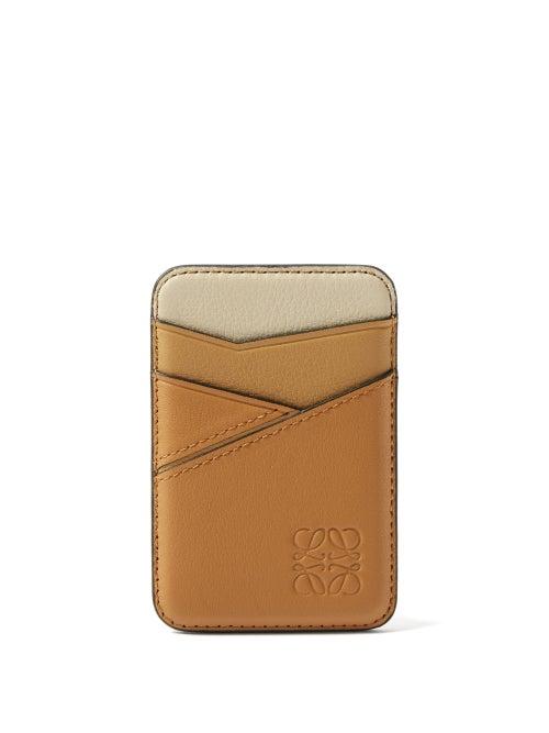 Loewe - Puzzle Magnetic Leather Cardholder - Womens - Tan Multi