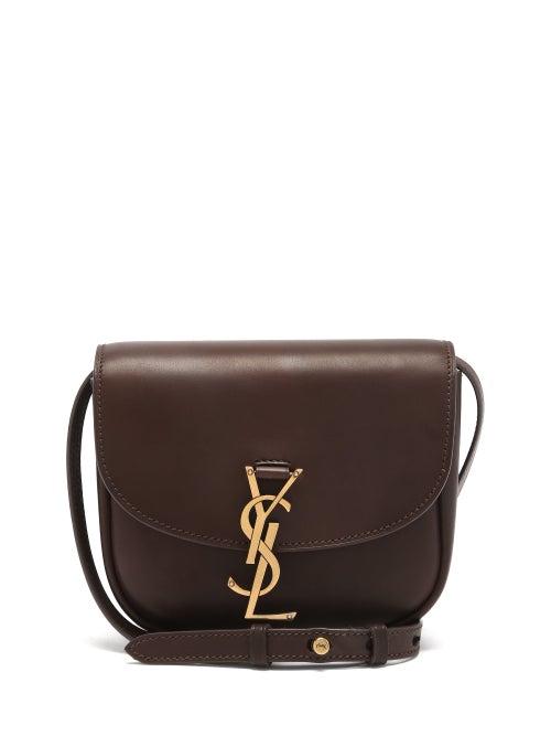 Matchesfashion.com Saint Laurent - Kaia Small Ysl-plaque Leather Cross-body Bag - Womens - Brown