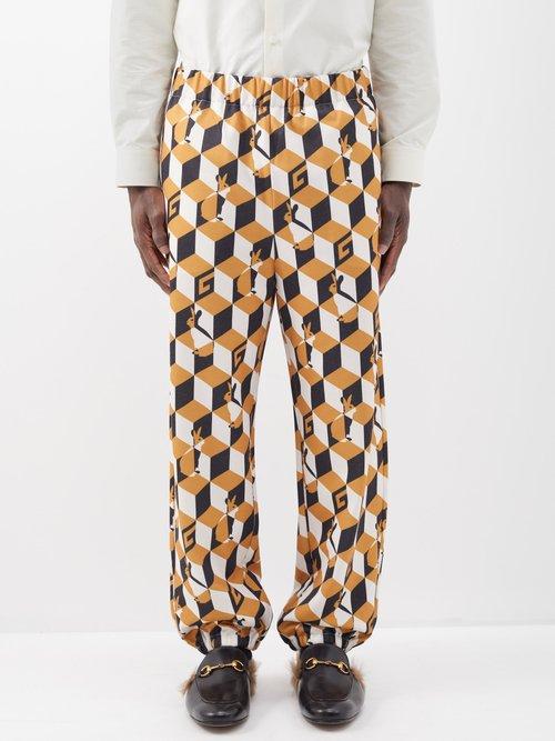 Gucci - Rabbit G-cube Printed Jersey Track Pants - Mens - Black Tan