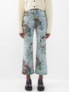 Molly Goddard - Dorianna Floral-print Cropped Jeans - Womens - Blue Print