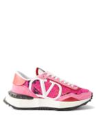 Valentino Garavani - Lacerunner Lace And Leather Trainers - Womens - Pink