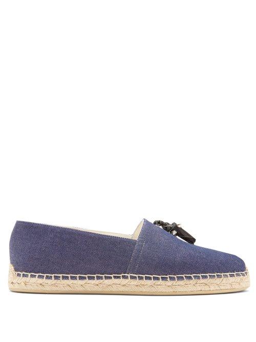 Matchesfashion.com Christian Louboutin - Papiougomme Tassel Embellished Denim Espadrilles - Mens - Blue
