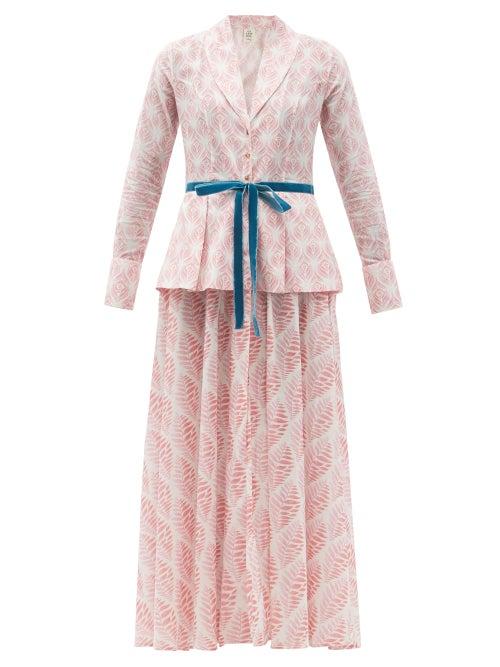 Matchesfashion.com Galanthya - Marina America Rose-print Cotton Maxi Dress - Womens - Light Pink
