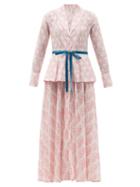 Matchesfashion.com Galanthya - Marina America Rose-print Cotton Maxi Dress - Womens - Light Pink