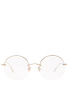 Matchesfashion.com Dior Eyewear - Stellaire Half Rim Round Metal Glasses - Womens - Gold