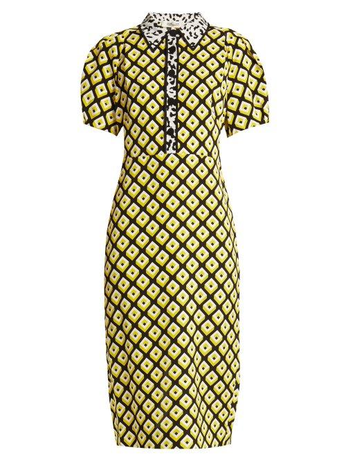 Matchesfashion.com Diane Von Furstenberg - Elly Crepe Midi Dress - Womens - Yellow Print