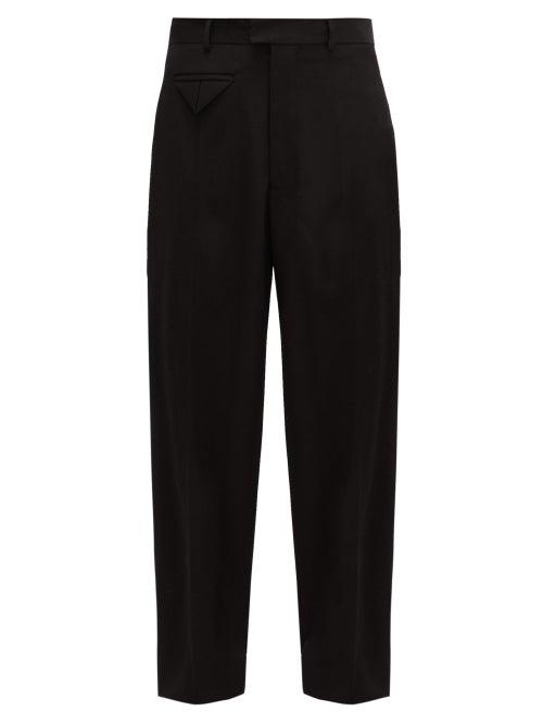 Matchesfashion.com Bottega Veneta - Wool-gabardine Wide-cut Trousers - Mens - Black
