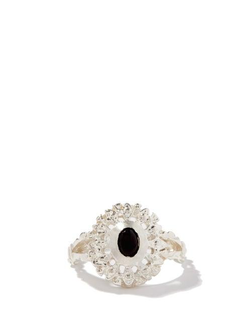 Matchesfashion.com Martine Ali - Onyx Viga Sterling-silver Ring - Mens - Black Silver