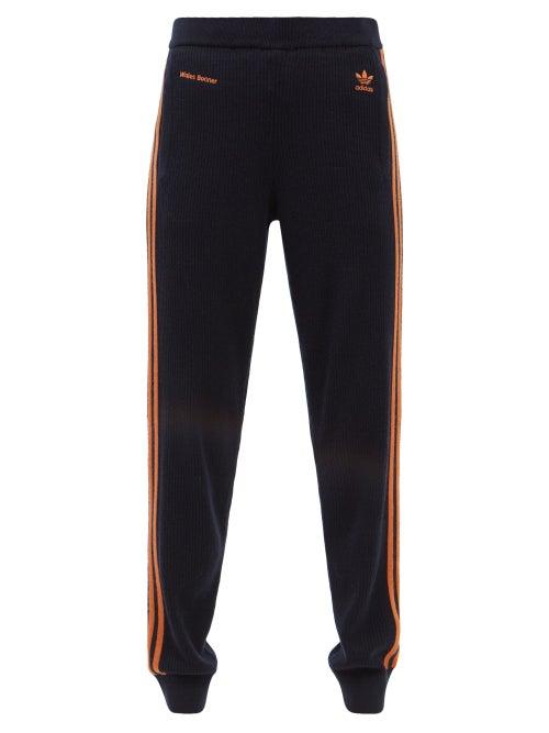 Adidas X Wales Bonner - Three-stripes Ribbed Wool-blend Track Pants - Womens - Navy