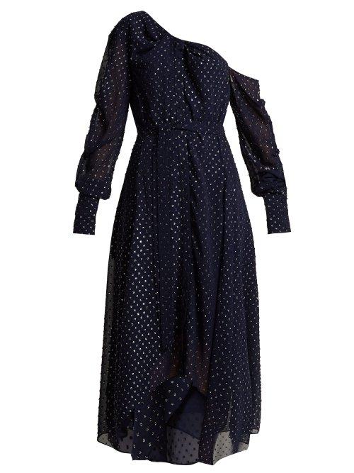 Matchesfashion.com Jonathan Simkhai - Asymmetric Metallic Dress - Womens - Navy Silver