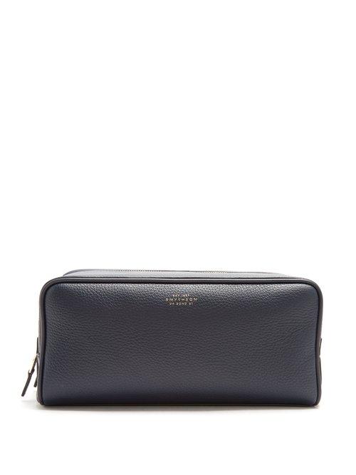 Matchesfashion.com Smythson - Burlington Large Grained Leather Wash Bag - Mens - Navy