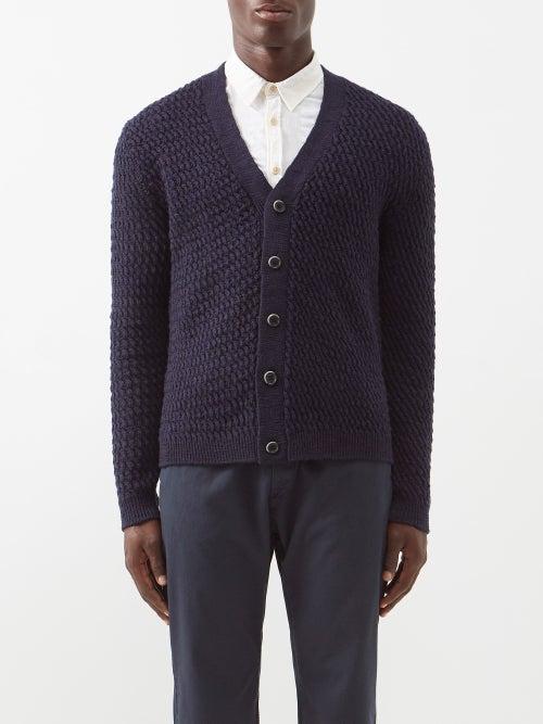 Barena Venezia - Salarol Basketweave-stitch Wool Cardigan - Mens - Navy