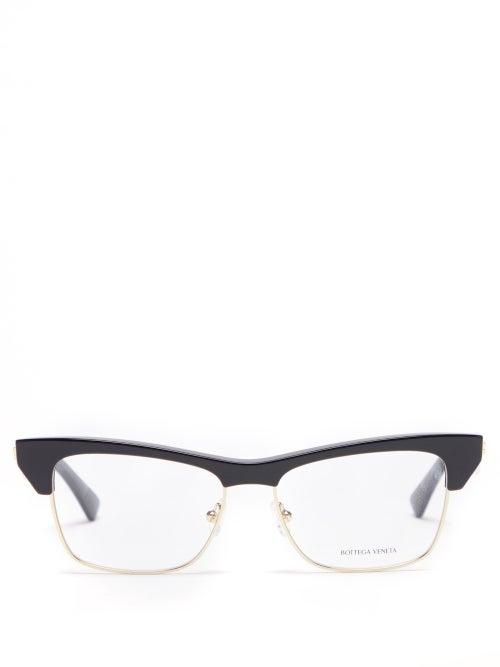 Ladies Accessories Bottega Veneta - Half-rim Acetate Glasses - Womens - Black