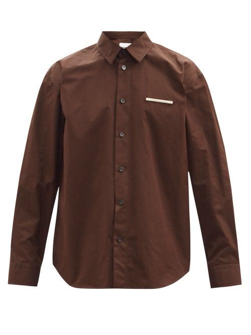 Mens Rtw Jil Sander - Never Fade Away-plaque Organic-cotton Shirt - Mens - Brown