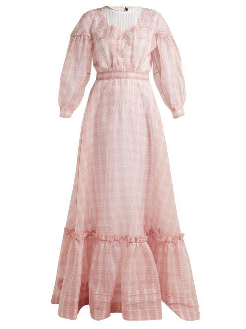 Matchesfashion.com Calvin Klein 205w39nyc - Checked Silk Organza Gown - Womens - Pink