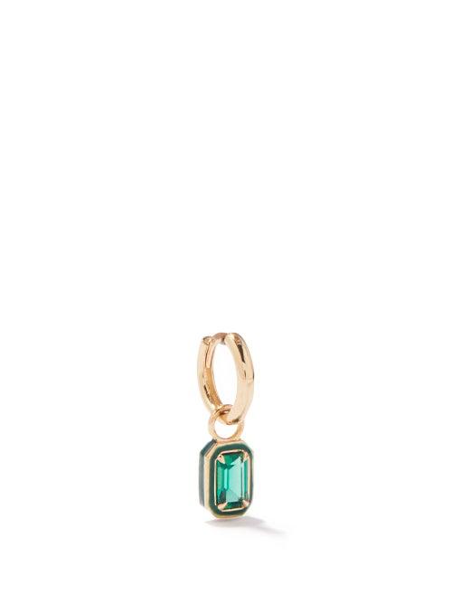 Alison Lou - Cocktail 14kt Gold & Enamel Single Earring - Womens - Green Gold