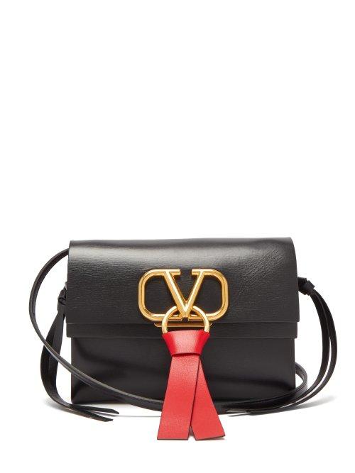 Matchesfashion.com Valentino - V Ring Leather Cross Body Bag - Womens - Black