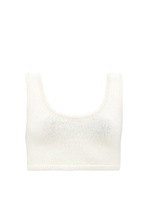 Le Kasha - Crochet-knit Organic-linen Cropped Top - Womens - White