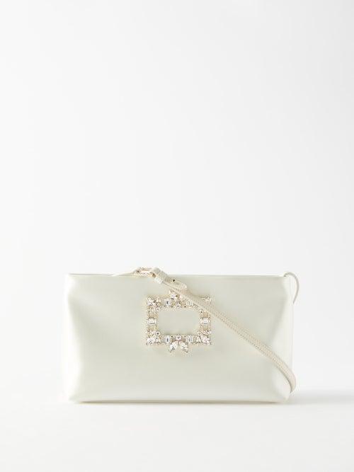 Roger Vivier - Nightlily Mini Crystal-embellished Satin Bag - Womens - White