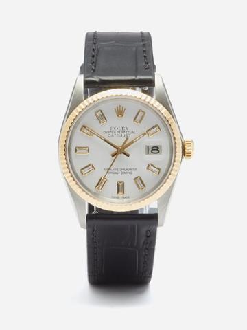 Lizzie Mandler - Vintage Rolex Datejust 33mm Diamond & Gold Watch - Womens - White Multi
