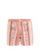 Matchesfashion.com Marrakshi Life - Jacquard-striped Cotton-blend Twill Shorts - Mens - Pink Multi