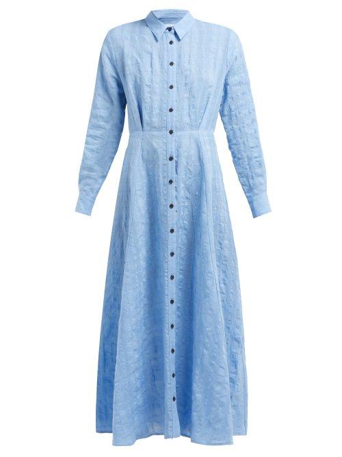 Matchesfashion.com Mara Hoffman - Michelle Linen And Cotton Blend Dress - Womens - Blue Print