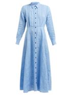 Matchesfashion.com Mara Hoffman - Michelle Linen And Cotton Blend Dress - Womens - Blue Print