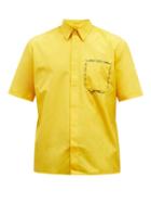 Mens Rtw Fendi - Cord-pocket Oversized Cotton Short-sleeve Shirt - Mens - Yellow