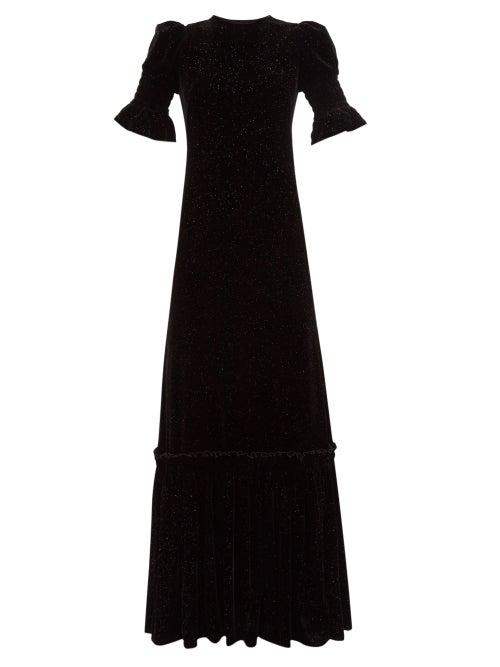 The Vampire's Wife - The Night Flight Glitter-velvet Dress - Womens - Black Gold