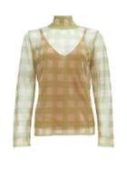 Matchesfashion.com Fendi - High-neck Check Knitted Top - Womens - Beige
