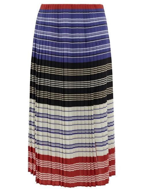 Matchesfashion.com Altuzarra - Halyard Pleated Striped Crepe Midi Skirt - Womens - Red Stripe