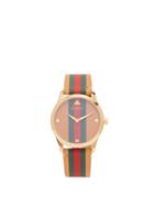 Matchesfashion.com Gucci - G Timeless Web Striped Leather Watch - Womens - Light Brown