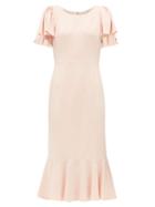 Matchesfashion.com Dolce & Gabbana - Fluted Hem Cady Crepe Midi Dress - Womens - Pink