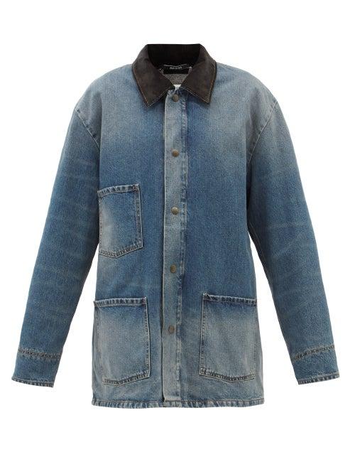 Maison Margiela - Corduroy-collar Oversized Denim Jacket - Womens - Denim