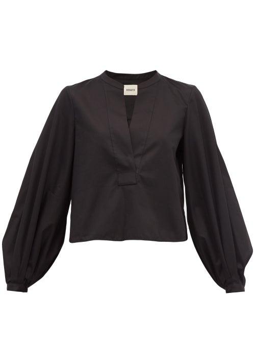 Matchesfashion.com Khaite - Suzanna Cotton Blouse - Womens - Black