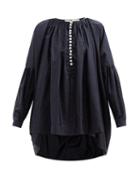 Matchesfashion.com Zanini - Gathered Silk-taffeta Blouse - Womens - Navy