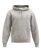 Matchesfashion.com Ami - Ami De Caur-logo Cotton-jersey Hooded Sweatshirt - Mens - Grey