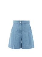 Matchesfashion.com A.p.c. - Dayana High-rise Pleated Denim Shorts - Womens - Light Blue